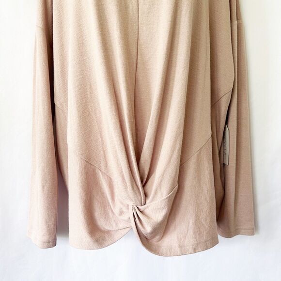 NWT Stylus Twist-Hem Long-Sleeve (XXL) Knit Tunic Top in Winter Rose Pink - Picture 3 of 9